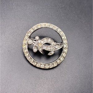 Ora Shriners Brooch Pin Small Silver Tone Sword Scimitar Masons Signed Vintage